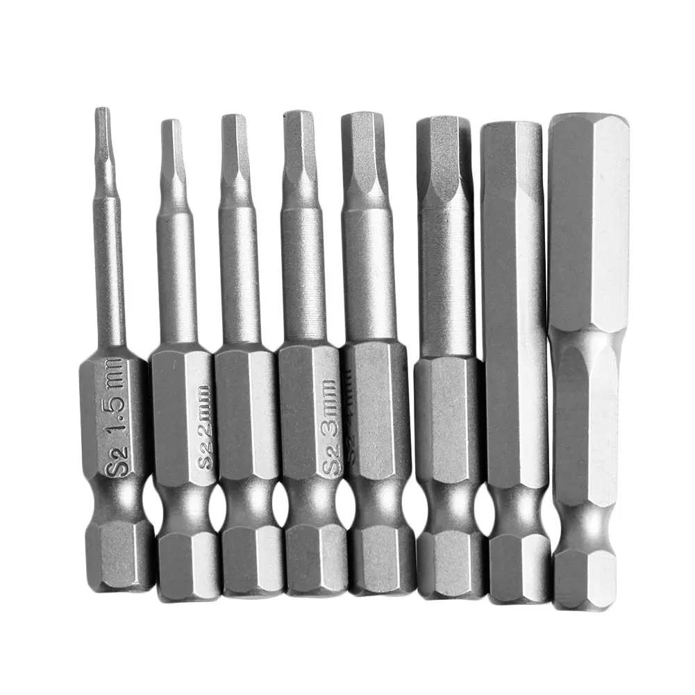 

8Pcs 50mm 1/4 Inch Hex Shank Magnetic Hex Head Screwdriver Bits New