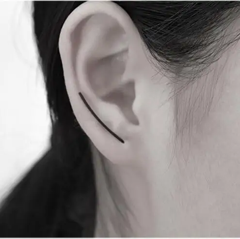 

ea990 Europe and the United States simple personality temperament geometric lines folded U-shaped earrings female charm jewelry