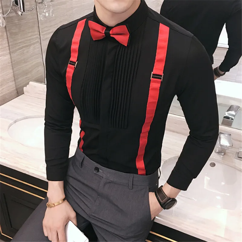 2018 Fashion Designer Male Shirt Slim Fit Club Party Performance Stage ...