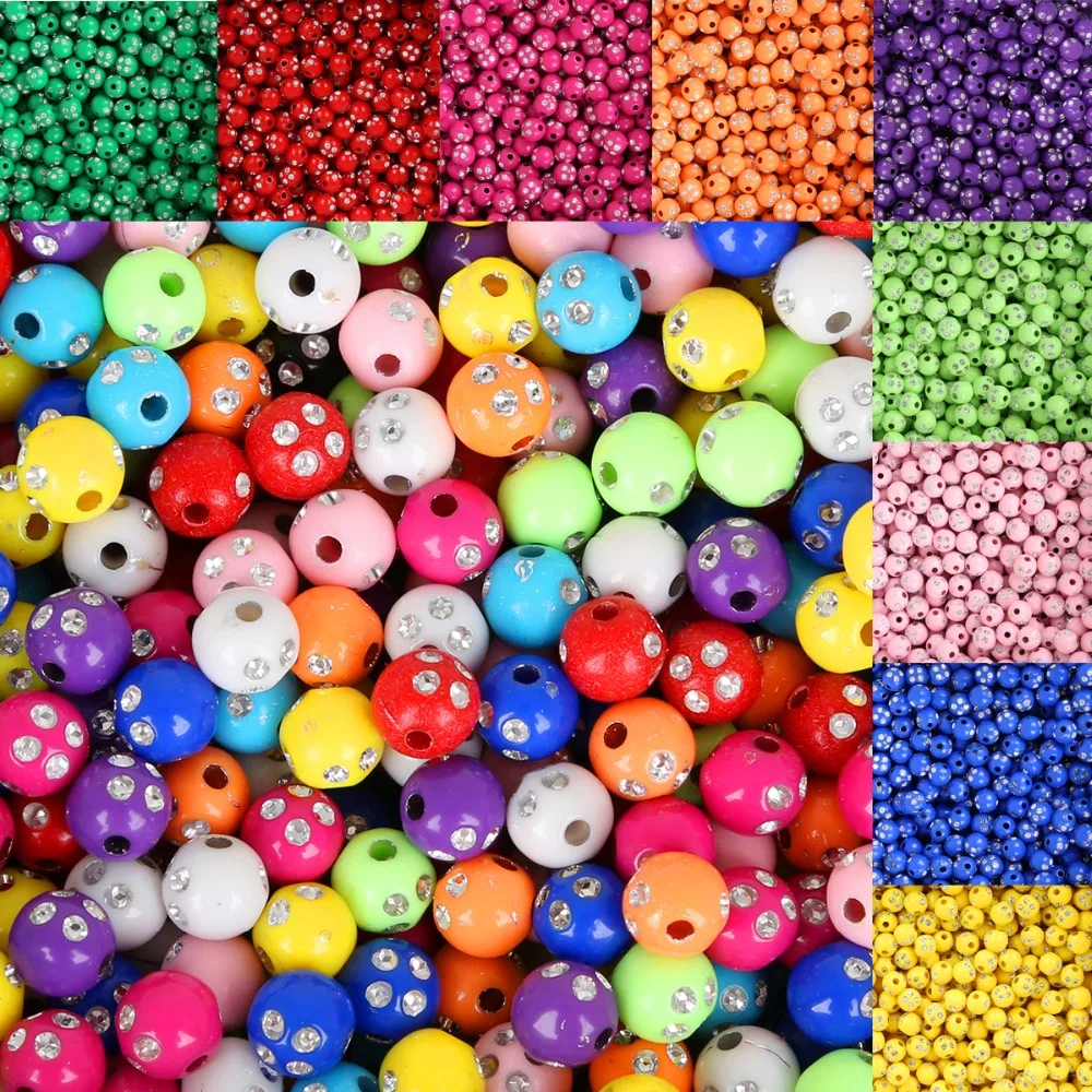 8mm 100pcs Multi Colors Acrylic Round Beads For Making Arts Crafts