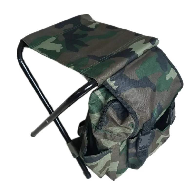 Outdoor Multifunctional Foldable Fishing Chair Backpack Camouflage Bag
