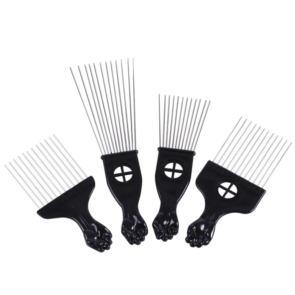 Combs Hair American-Pick-Comb Afro African Black Metal for Styling-Tool Salon-Use