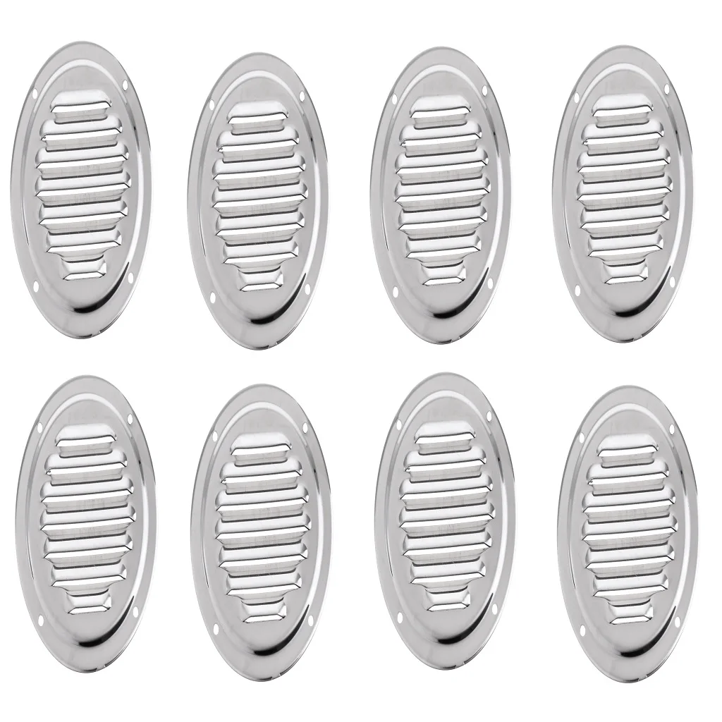 8pcs 316 Grade Stainless Steel Round Louvered Air Vent Fits Marine Boat RV Accessories Silver