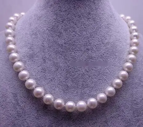 

HUGE 18"AAA+ 9-10MM PERFECT ROUND SOUTH SEA WHITE PEARL NECKLACE 14 GOLD CLASP
