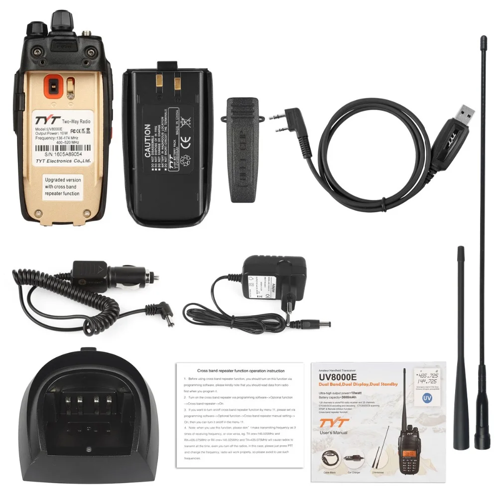 TYT UV 8000E Dual Band Handheld 136-174/400-520MHz Tri Power 10W Cross-band Repeater 3600mA Transceiver Radio Walkie Talkie TYT UV 8000E Dual Band Handheld 136-174/400-520MHz Tri Power 10W Cross-band Repeater 3600mA Transceiver Radio Walkie Talkie