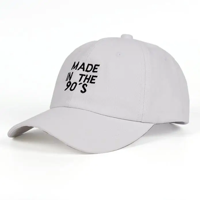 Сделано в 90-х шляпа c вышивкой, для отца хлопок Для женщин Для мужчин модные Бейсбол Кепки Snapback сделано в стиле 90-х летние Кепки S - Цвет: Белый