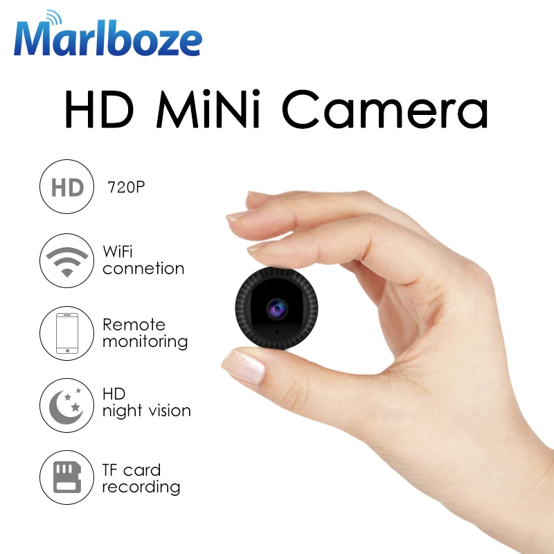 

Marlboze 720P Full HD Mini IP Camera Built-in Battery Body Camera Remote playback video Wifi Web cam support APP remote control