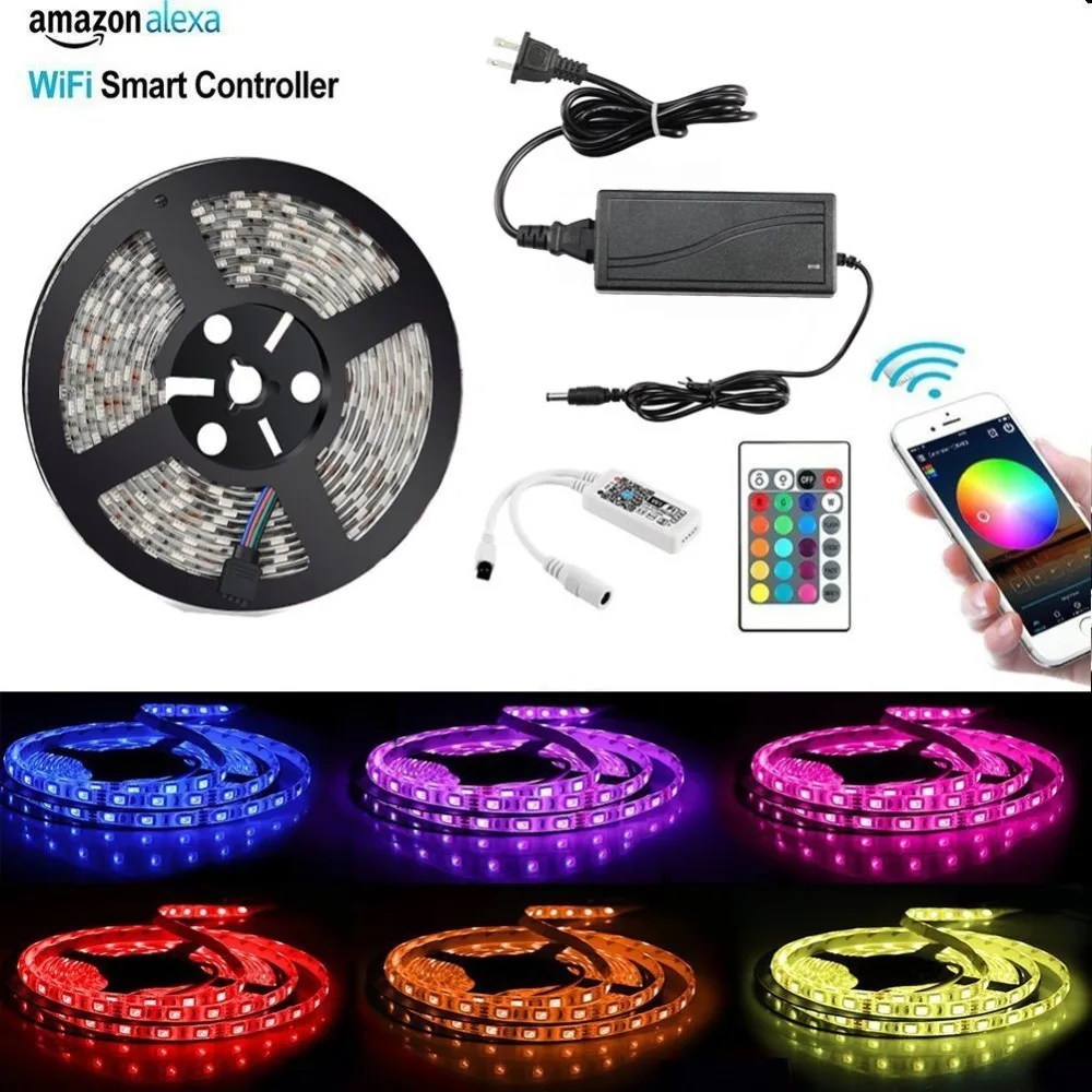 WiFi LED Strip 5M 5050 DC 12V 300 LED RGB RGBW strip light Non