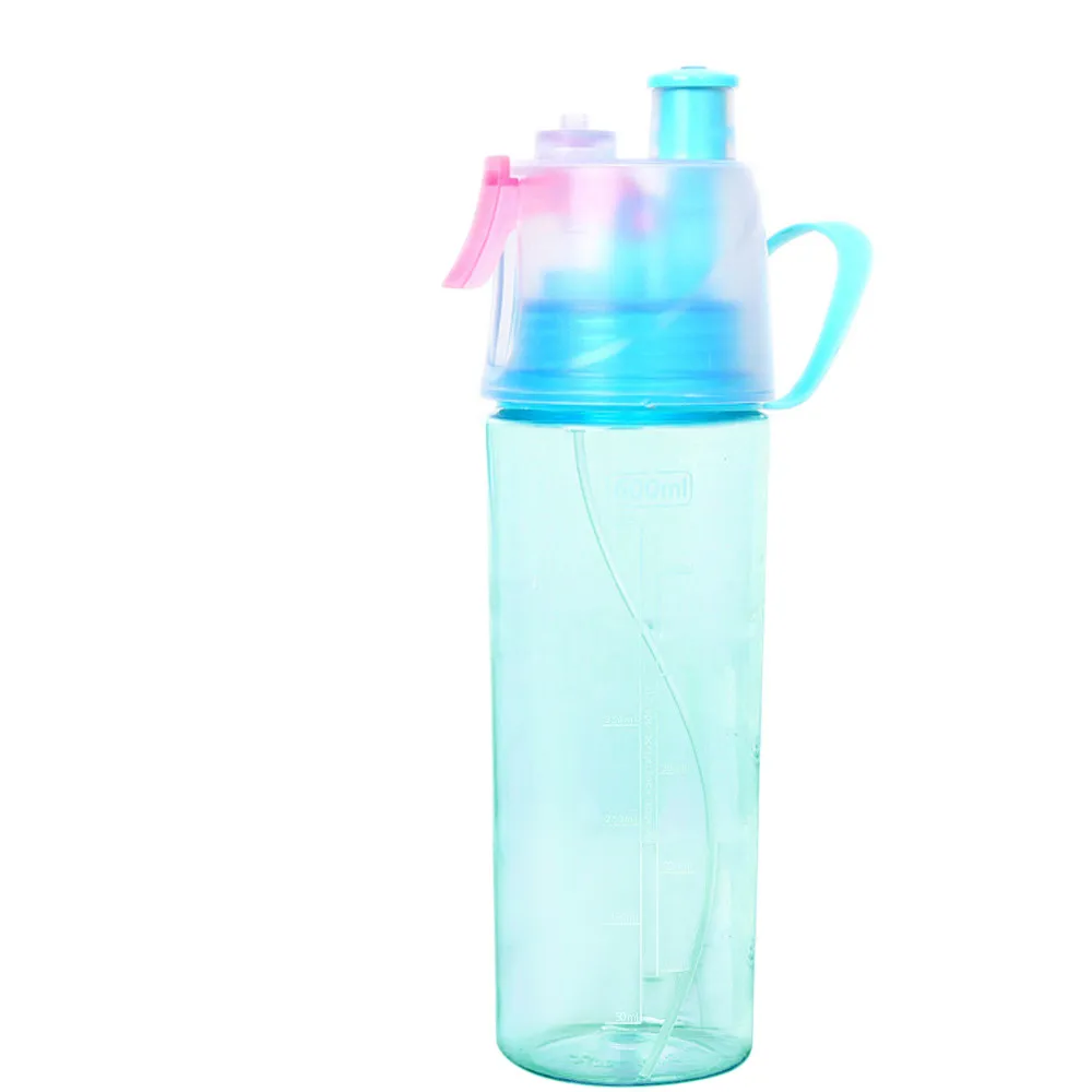 HSU Explosion Sport Water Bottles Outdoor Travel CUP Sport Cycling Mist Spray Water Gym Beach Bottle Leak-proof Drinking Cup бут - Цвет: Blue