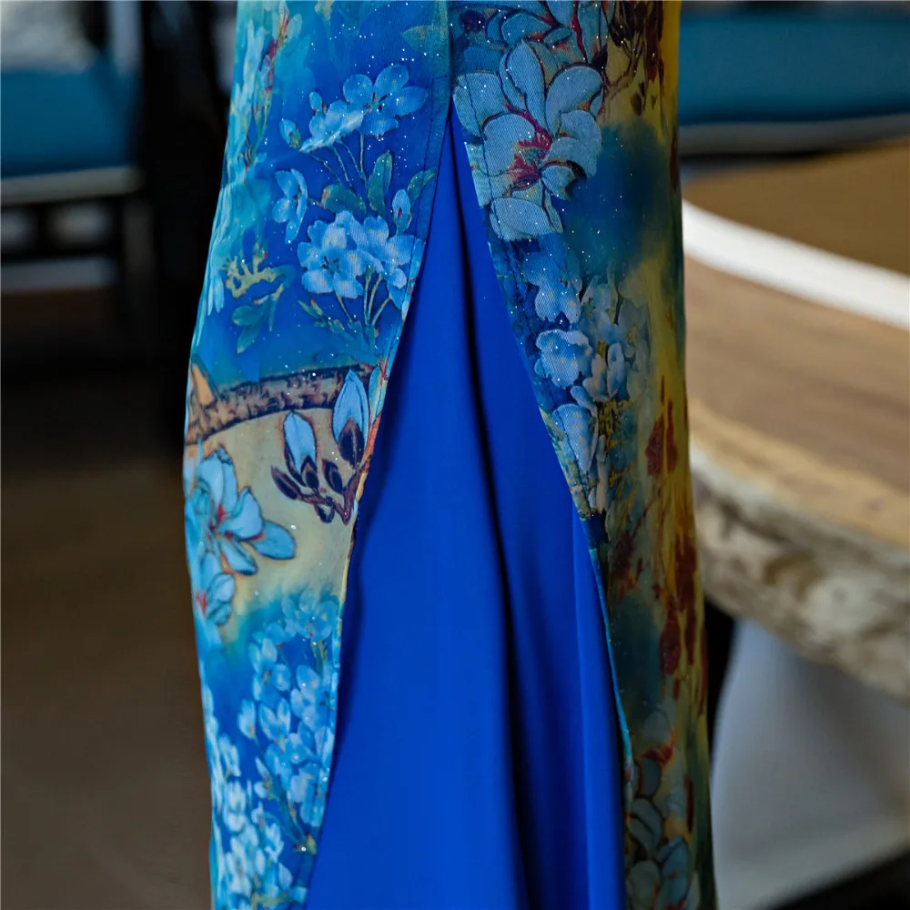 Шанхай история Новое поступление весна Aodai Вьетнам Длинные платье Чонсам для Для женщин традиционные Костюмы аозай Платья для женщин