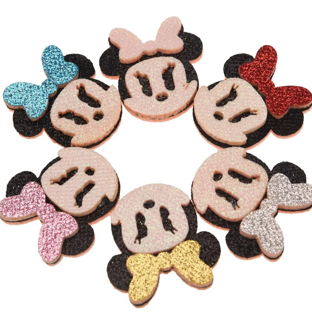 

12pcs Sequin Flowers Glitter Patch 3.5cm Mickey Accessories Hair Accessories DIY Accessory No Hair bow No Hairclip For Headband