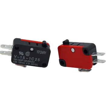 

10 Pcs / Lot 250V 16A Microwave Oven Door Arcade Cherry Push Button SPDT 1 NO 1 NC Micro Switch V-15-1C25