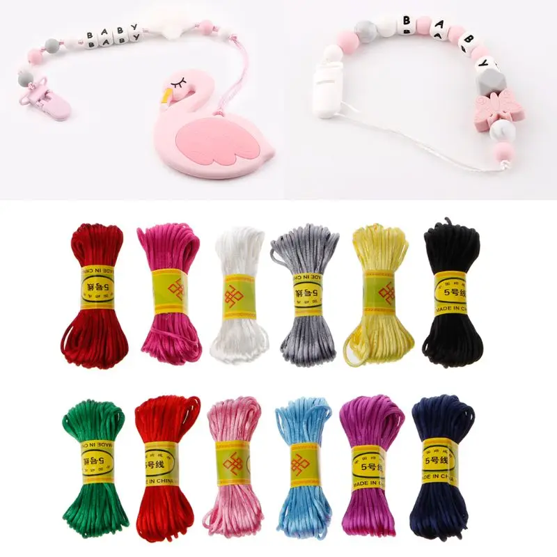 10m Soft Satin Nylon MultiColor Cord Solid Rope For Jewelry Making Beading Cotton Cord For Baby