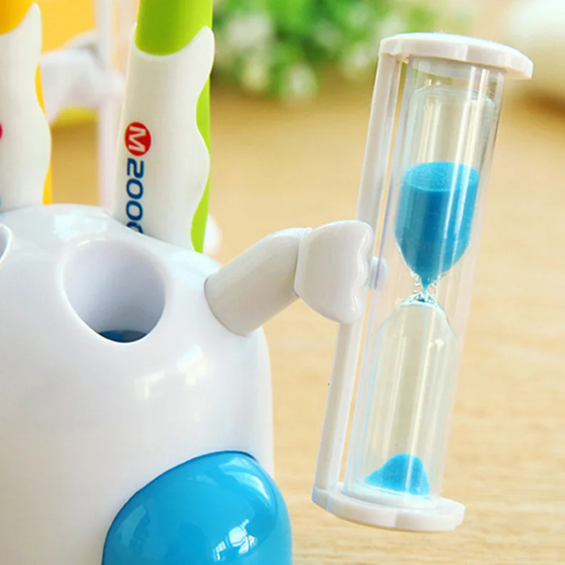 Kids Toothbrush Holder Cartoon Toothbrush Stand Creative Hourglass 3 Minute Timing Tooth Brush Rack Bathroom Toilet Organizer (4)