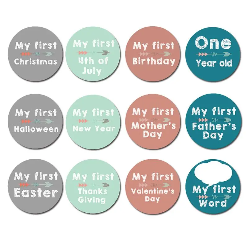 

Monthly Milestone Sticker 12pcs/set Baby DIY Sticker 12 Months Skill Sticker Baby Photography Props For Fun Memory Baby Pregnant