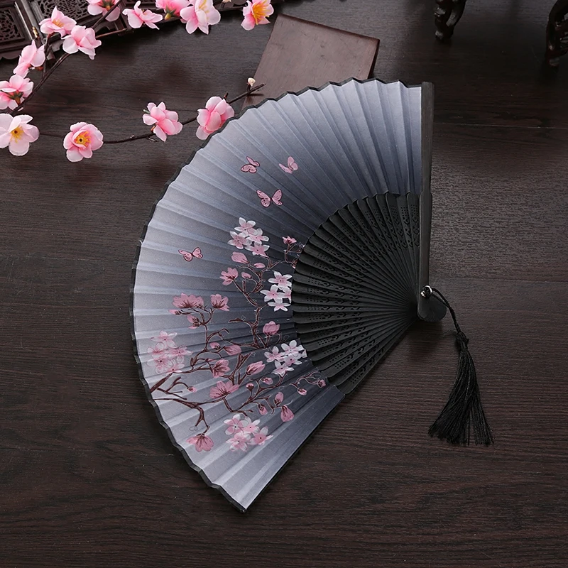 

Summer Folding Fan Bamboo Silk Fan Hand-Held High Quality Christmas Gifts Home Decoration Crafts Hand Fan Wood Fans Folding
