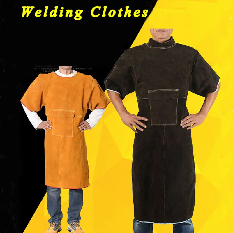 

Cowhide Leather Welding Jacket Heavy Duty Welding Clothes Wear-resistant Anti-scald Flame Resistant with Working Apparel