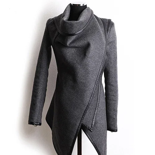 

Women Fashion Autumn Asymmetric Irregular Long Sleeve Trench Coat Windbreaker