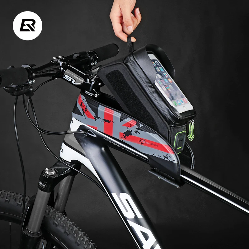 Best ROCKBROS Bicycle Bags Frame Front Tube Bike Bag Touch Screen Bike Saddle Package For 5.8 /6 in Cell Phone Bike Accessories 5