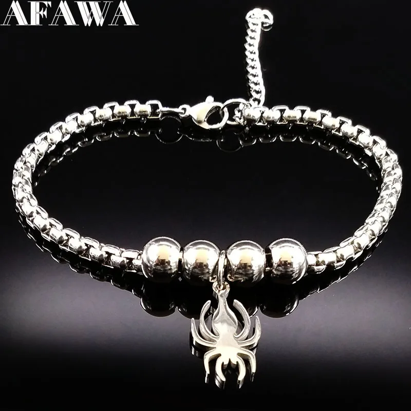 

2019 Fashion Spider Stainless Steel Charm Bracelet for Women Silver Color Bracelets & Bangles Jewelry pulsera hombre B17894