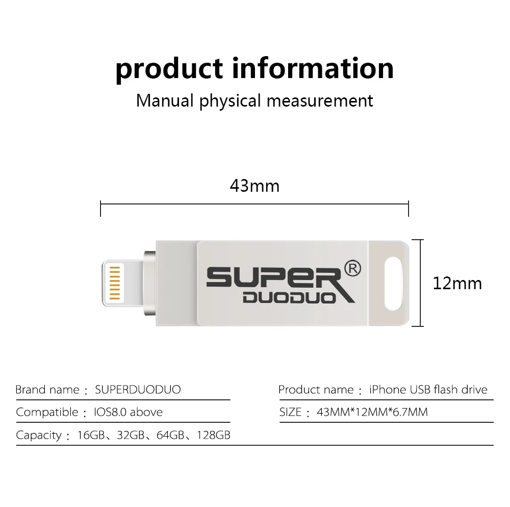 IOS OTG 2 в 1 металлический usb флэш-накопитель 128 ГБ реальная емкость usb 2,0 накопитель 8 Гб 16 Гб Флешка 32 Гб карта памяти 64 ГБ для iphone