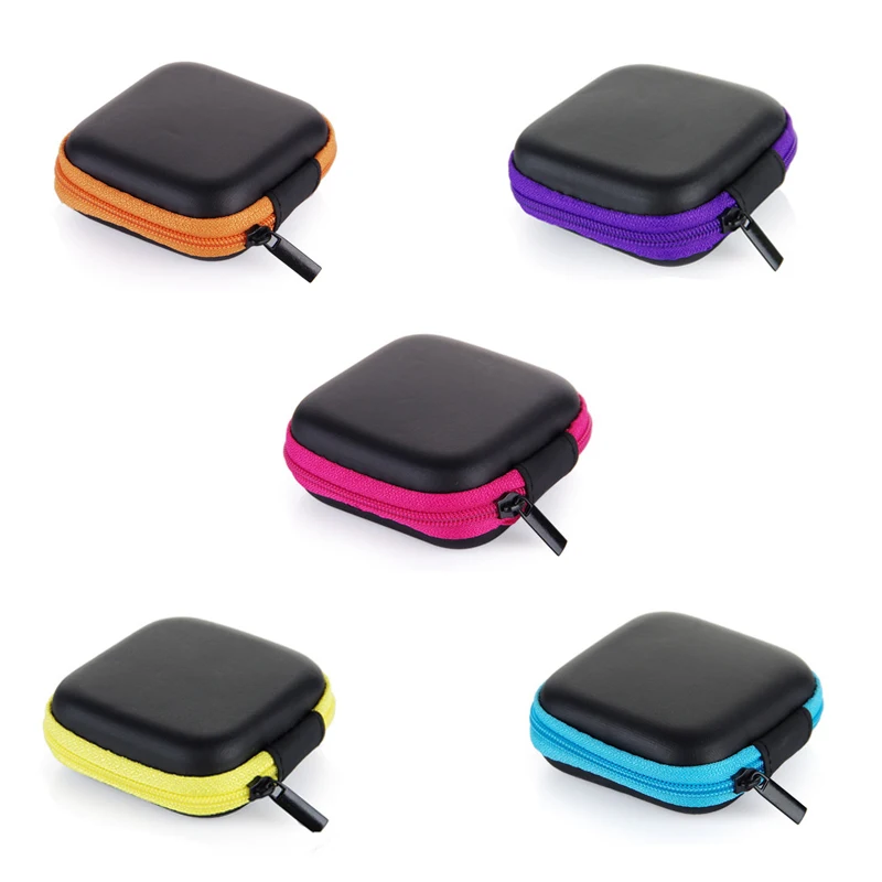 5Color Mini Headphone Zipper Case Earphone USB Cable Protector