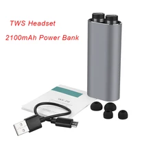 TWS Мини Bluetooth стереогарнитура, музыка наушники Встроенный микрофон небольшой беспроводной наушник с 2100 мАч перезаряжаемая батарея