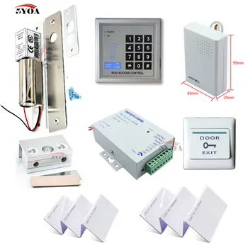 

RFID Access Control System Kit Frame Glass Door Set+Electric Bolt Door Lock+ID Card Keytab+Power Supply+Exit Button+DoorBell