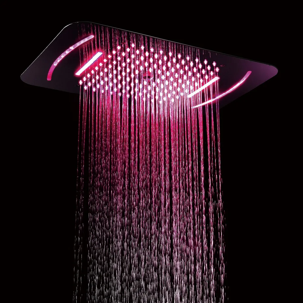 Embedded Ceiling Mounted Shower Head LED Light Massage Misty Showerhead 580*380mm Bathroom Shower Rainfall Waterfall Showers SUS Embedded Ceiling Mounted Shower Head LED Light Massage Misty Showerhead 580*380mm Bathroom Shower Rainfall Waterfall Showers SUS