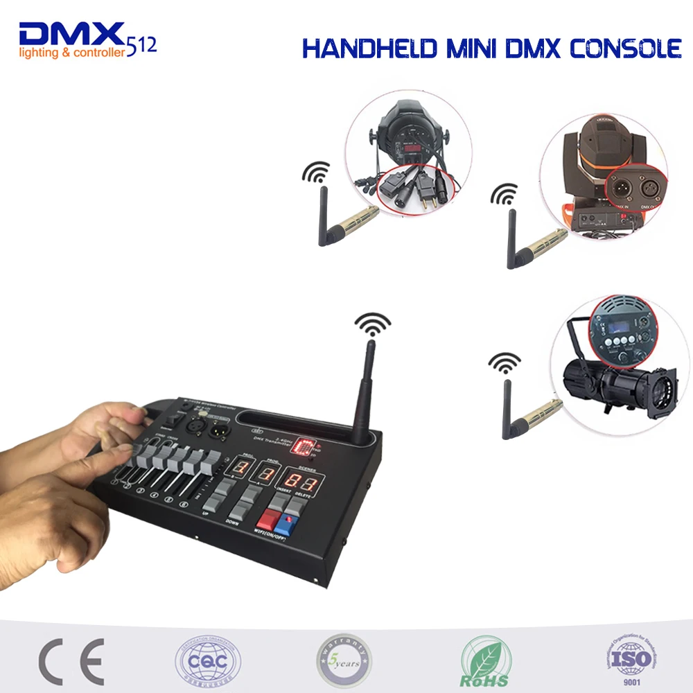 Handheld MINI 54ch Wireless Dmx Console For Home KTV DJ Stage Light Can Use 9V Battery Stage Lighting Console