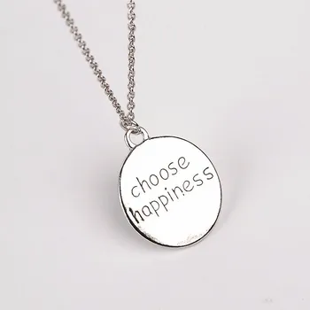 

Fashion Silver Love Statement Necklace "choose happiness"Letter chain Necklace happy pendant Necklace Jewelry gift wholesale