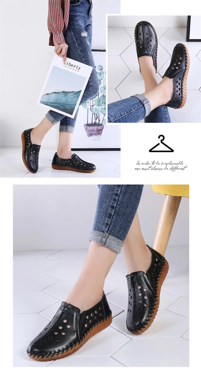 CAGILKZEL 2019 New Woman Shoes Casual Genuine Leather Shoes Women Loafer Slip On Ladies Shoes For Women Moccasins slipony (14)