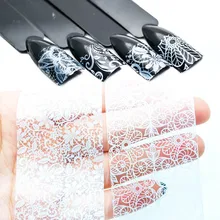 Белые кружевные наклейки для ногтей, фольга, высокое качество, фольга, бумажные наклейки для ногтей, белые кружева для ногтей, принадлежности 4SZJT072