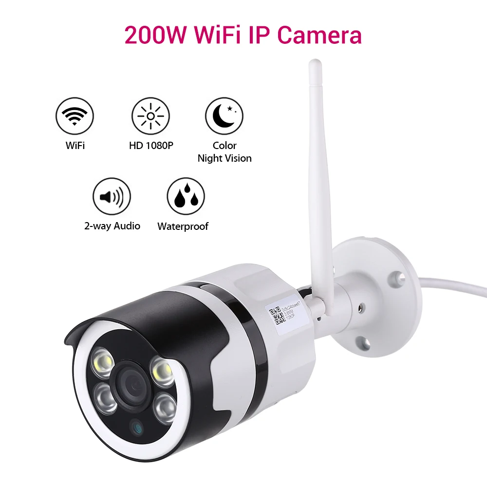 

2MP Wireless IP Camera WiFi 1080P 3.6mm Len Smart Security Camera IR Night Vision Waterproof Home Mini