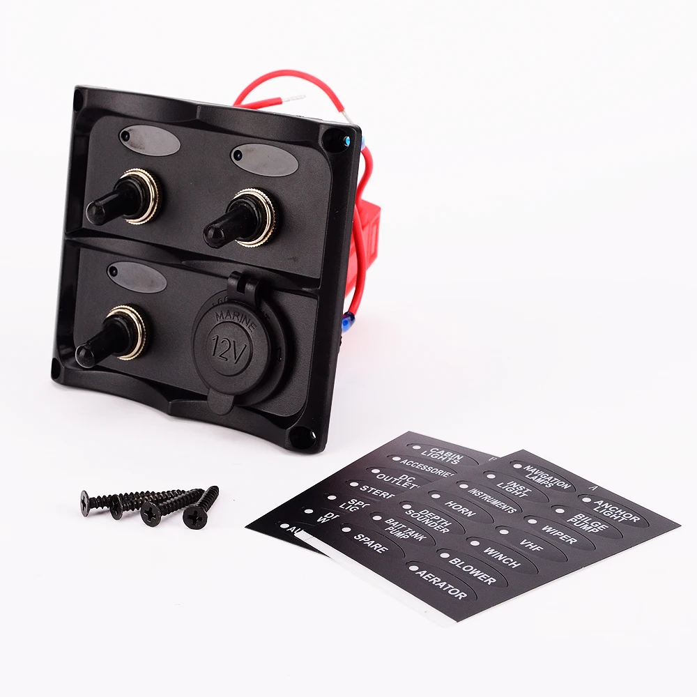 

Car LED 3 Gang Toggle Switch Panel With 1 Power Socket for Boat truck/Toggle switch panel high quality