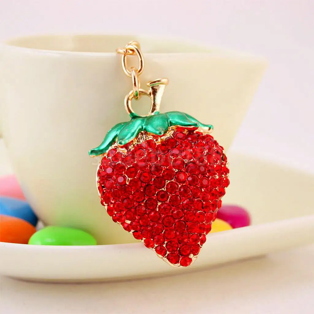 Cute Strawberry Keychain Keyring Car Key Bag Purse Decor Charm Ornament