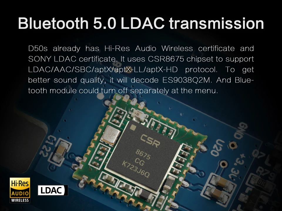 Топпинг D50S USB ЦАП двойной ES9038Q2M Bluetooth 5,0 HiFi аудио Настольный декодер Hi-res PCM 32 бит/768 k DSD512 LDAC/AAC/SBC/aptX