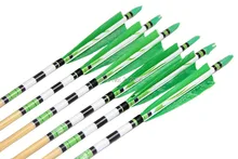 Longbowmaker Green Printing Turkey Feathers Cedar Wood Targeting Arrows NWYT4 (12 Pack)