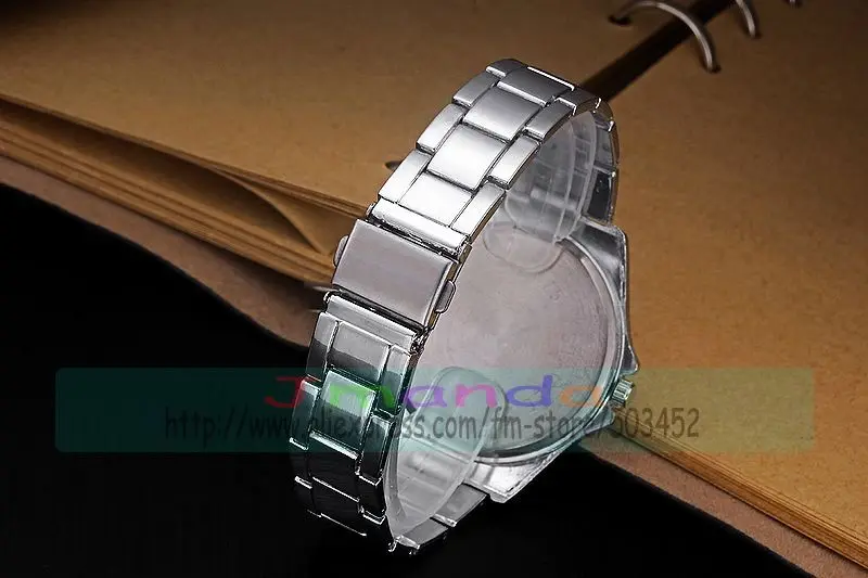 100 шт./лот gescar-6733 цветной циферблат серебряный ремешок Мужские Стальные кварцевые часы повседневные деловые наручные часы для мужчин оптом