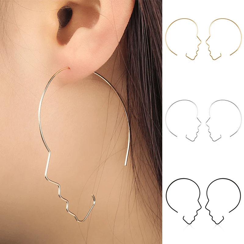 Tendy 1 Pair Women Korean Vintage Charming Black and White Simple Hollow Earrings Jewelry Gift