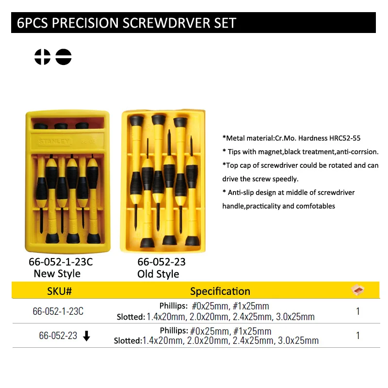 66-052-1-23C 6pcs precision screwdriver set size