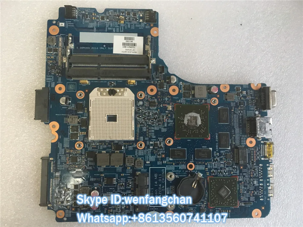

Free shipping High quanlity Laptop Motherboard For HP 450 455 722821-001 48.4ZC05.011 system board