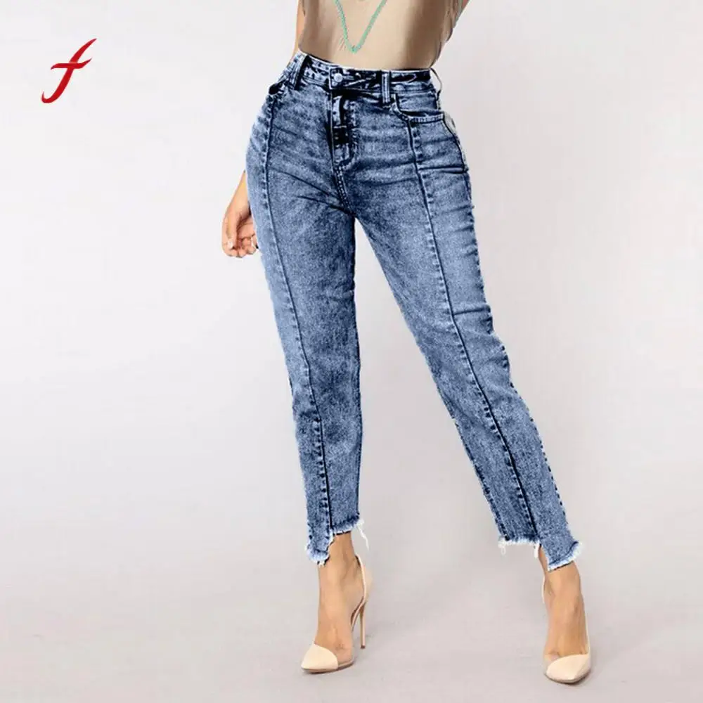 

Fashion ripped jeans for women Skinny Jeans Denim Female casual band high waist jeans Stretch Slim Sexy Pants plus size clothes