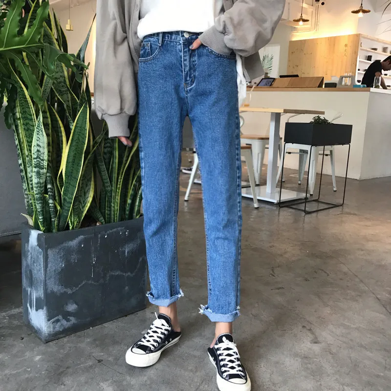 Spring Summer Denim Pants Women Casual High Waist Ankle-Length Pants Female Casual Straight Jeans Spring Summer Denim Pants Women Casual High Waist Ankle-Length Pants Female Casual Straight Jeans