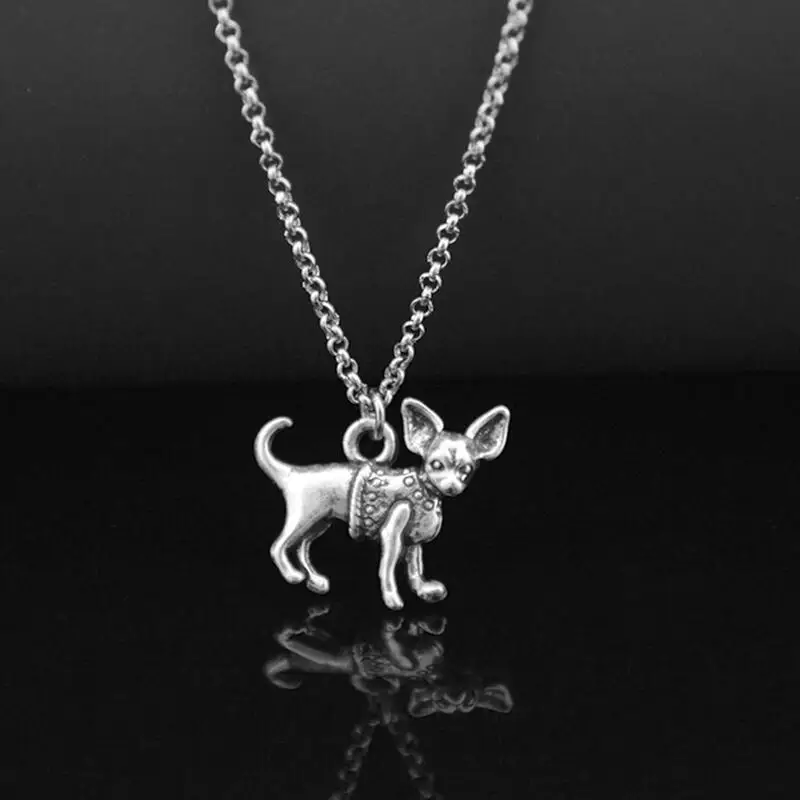 

New Vintage Chihuahua Dog Charms Pendant Necklace Women Hot Sale Long Chain Necklaces Men Jewelry Friends Gift Collares Mujer