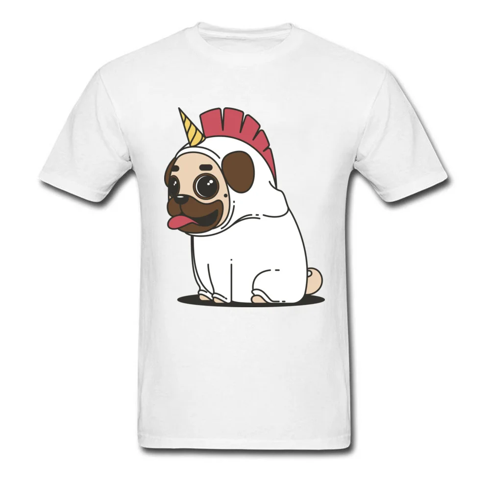 Tops & Tees Unicorn pug dog Father Day 2018 Newest Gift Short Sleeve 100% Cotton Round Collar Man T Shirt Gift Sweatshirts Unicorn pug dog white