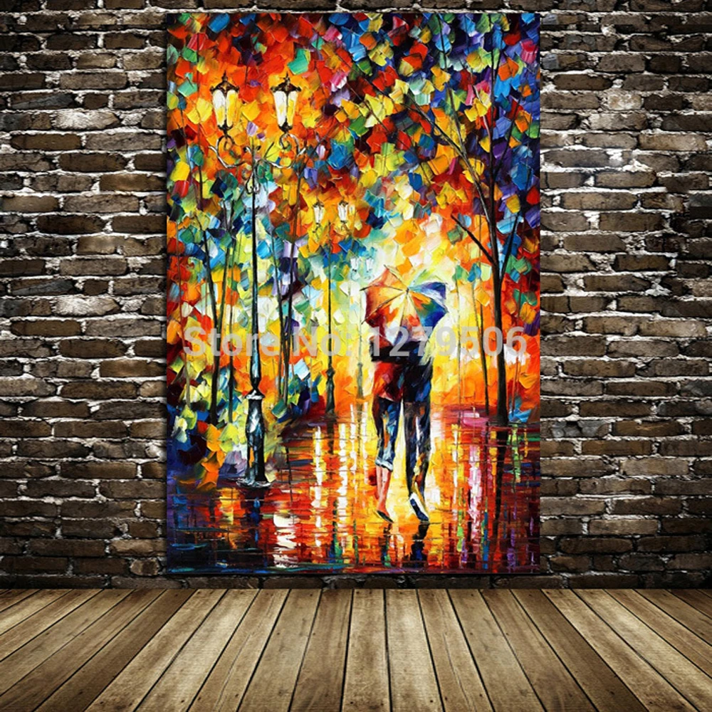 

100% Handpainted Abstract Decoration Art Handmade Landscape Light Tree Oil Painting On Canva Modern Artist handmade oil Painting