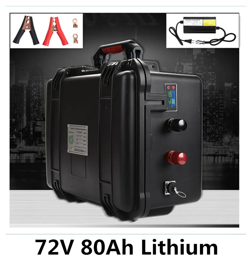 

72V 80Ah Lithium li ion battery with BMS and capacity display for solar energy storage caravan autocaravans sightseeing car