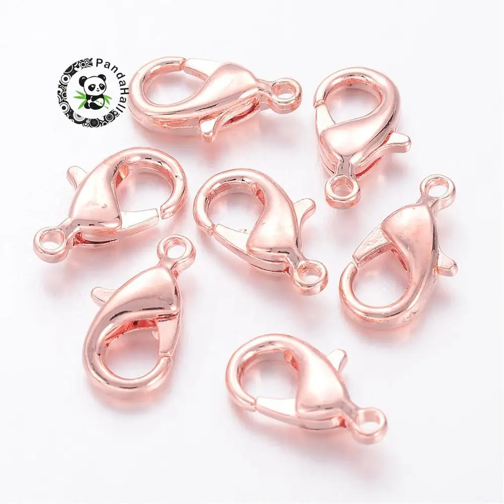 

Pandahall 20pcs Rose Gold Brass Metal Lobster Claw Clasps Hooks Bracelet End Connectors For Jewelry Making DIY Necklace 12x7x3mm