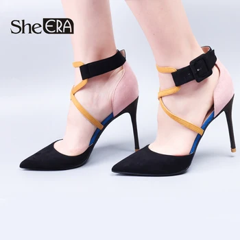 

She ERA High Quality Gladiator High Heels Women Pumps Genova Stiletto Sandal Buckle Strap Pointed Toe Pumps Shoes for Woman